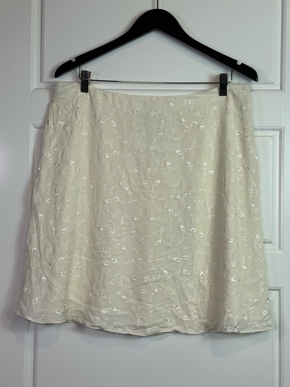 Y2K Cottagecore Lauren Ralph Lauren Silk Embroidered A-Line Mini Skirt Size 16